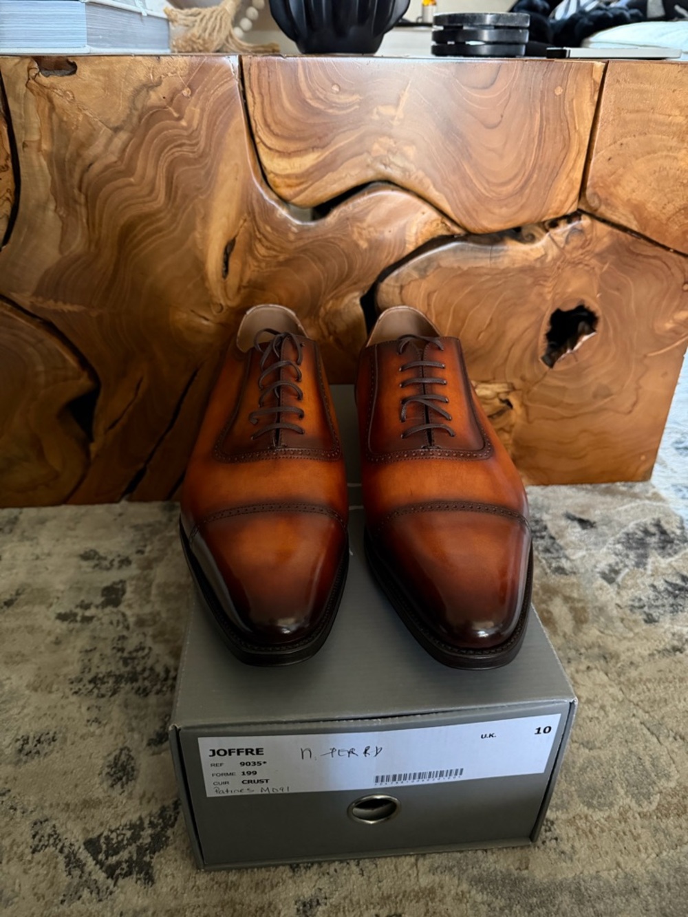 Leather Oxfords Carmel Cognac Cap-Toe